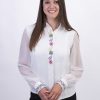 Дамска бяла официална риза с българска шевица - Image 2